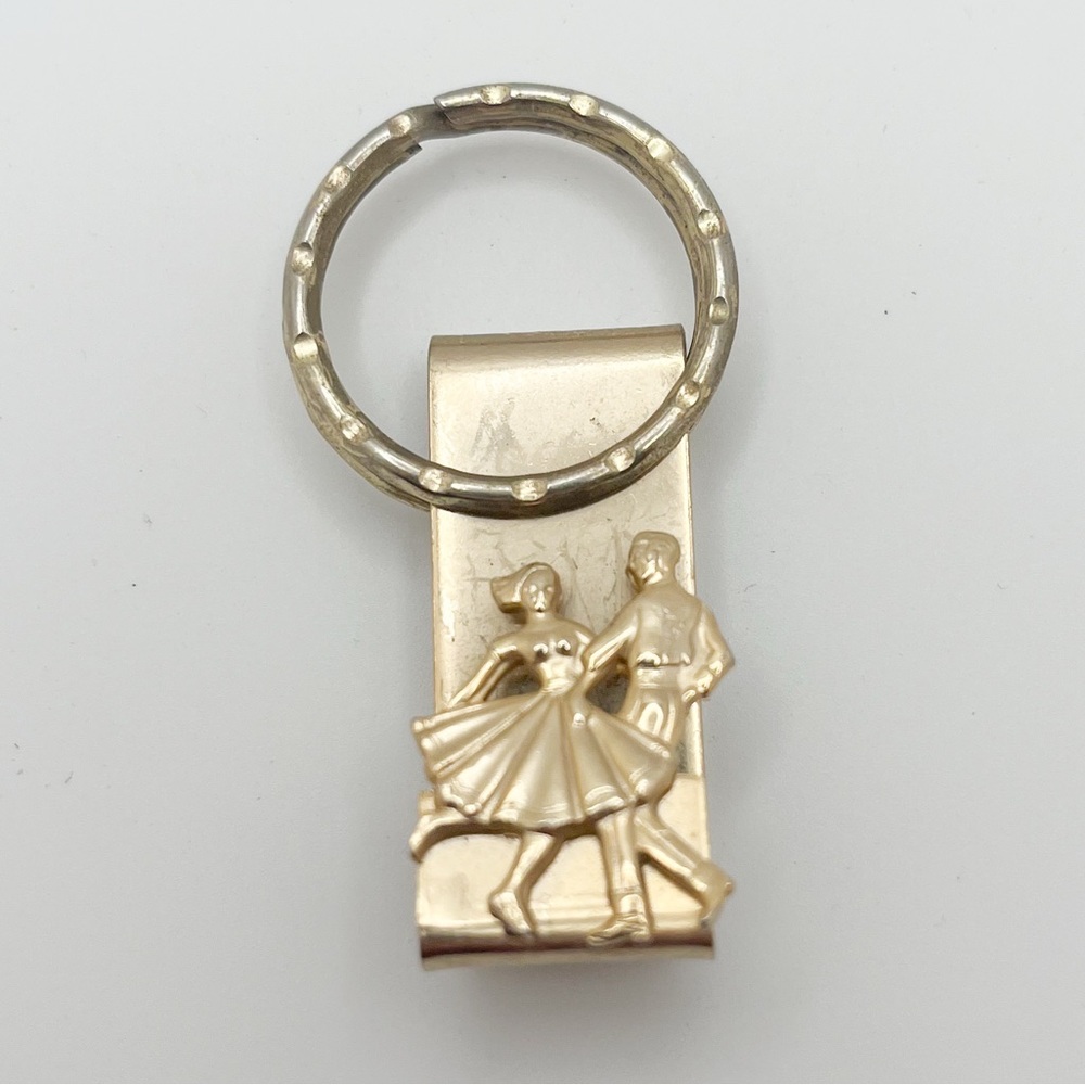 Vintage Gold Tone Country Western Dancers Money Clip